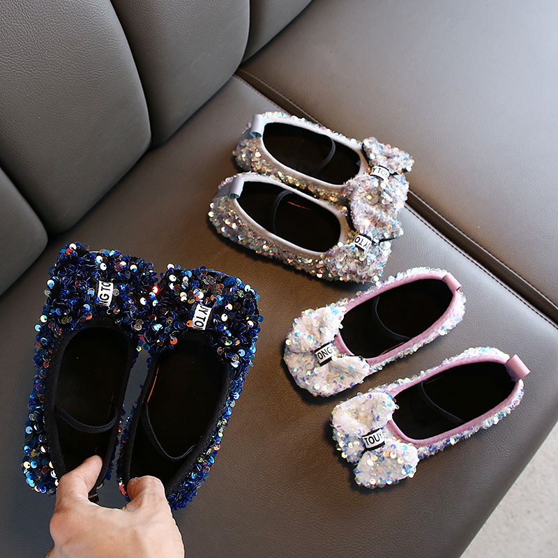 2021 Hot Sale Fashion Sequins Children's Shoes Princess Bowknot Shoes MSq146