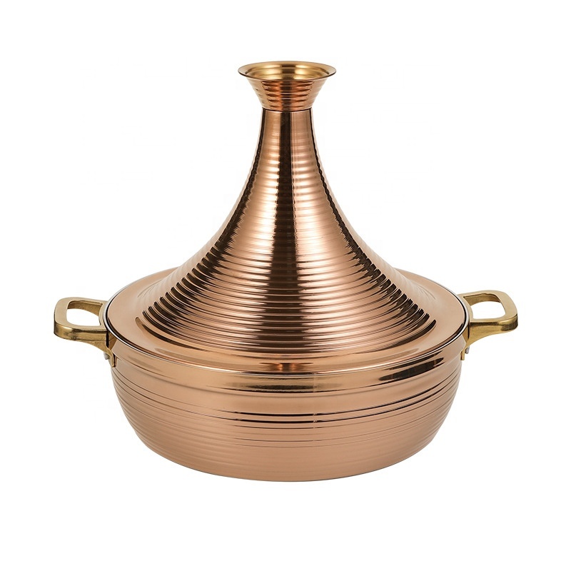 Stainless Steel Kitchenware Multi-functional Copper Cooking Pot Induction Gas Bottom Non-stick Hot Pot Moroccan Tajine Pot