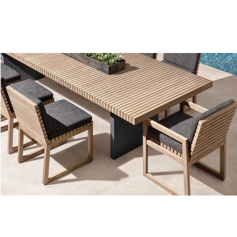 Outdoor Luxury Garden Furniture Wood Frame Modern Table and Chair Dining Set
