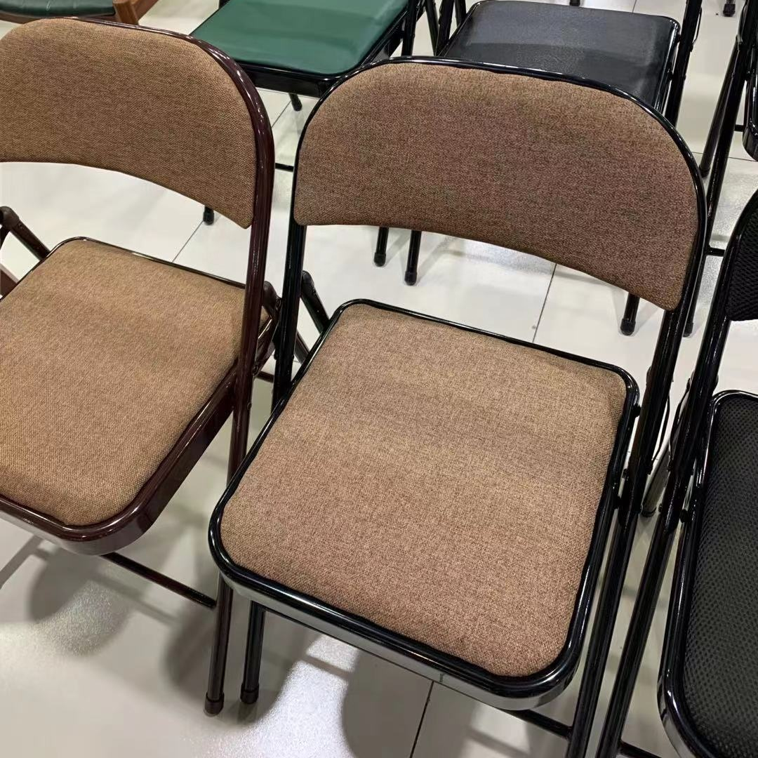 Black metal stackable folding chair office depart,folding chair,metal folding chair,white green beige blue fabric pu mesh chair