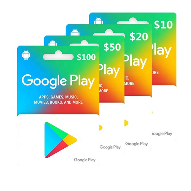 2021 Google Play подарочная карта с кодом зарядки 50/100 Gmail загруженная подарочная карта Play Store Бесплатная подарочная карта Google Play