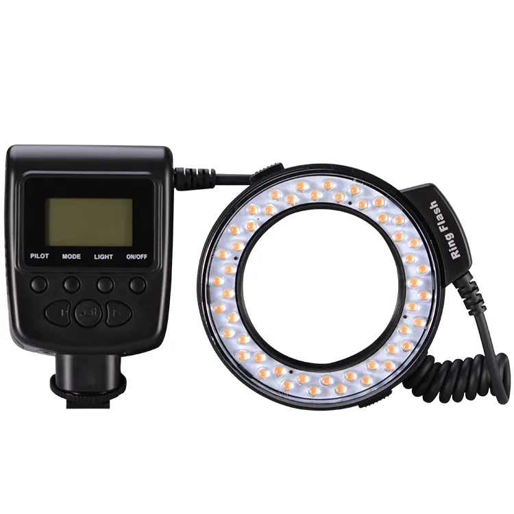 Flash Light With LCD Display Macro LED Ring Flash Photography For DSLR Cameras