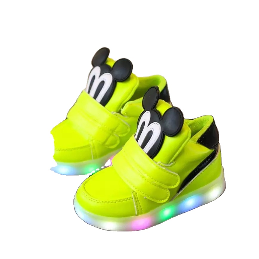 Пинетки Micky Mouse с мультяшным рисунком, Классическая Милая модная обувь для маленьких мальчиков и девочек, светящиеся Симпатичные теннисные кроссовки для младенцев