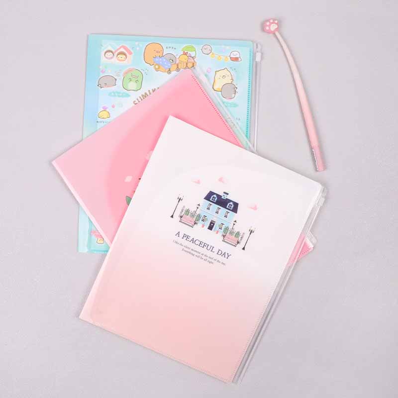 Wholesale Plastic Envelopes File Bags A4 Size Document Organizers with Snap Button Paper folders