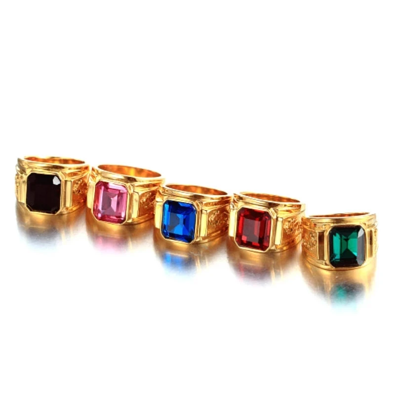 HIHOP Men's Gold Plated Stainless Steel Ring