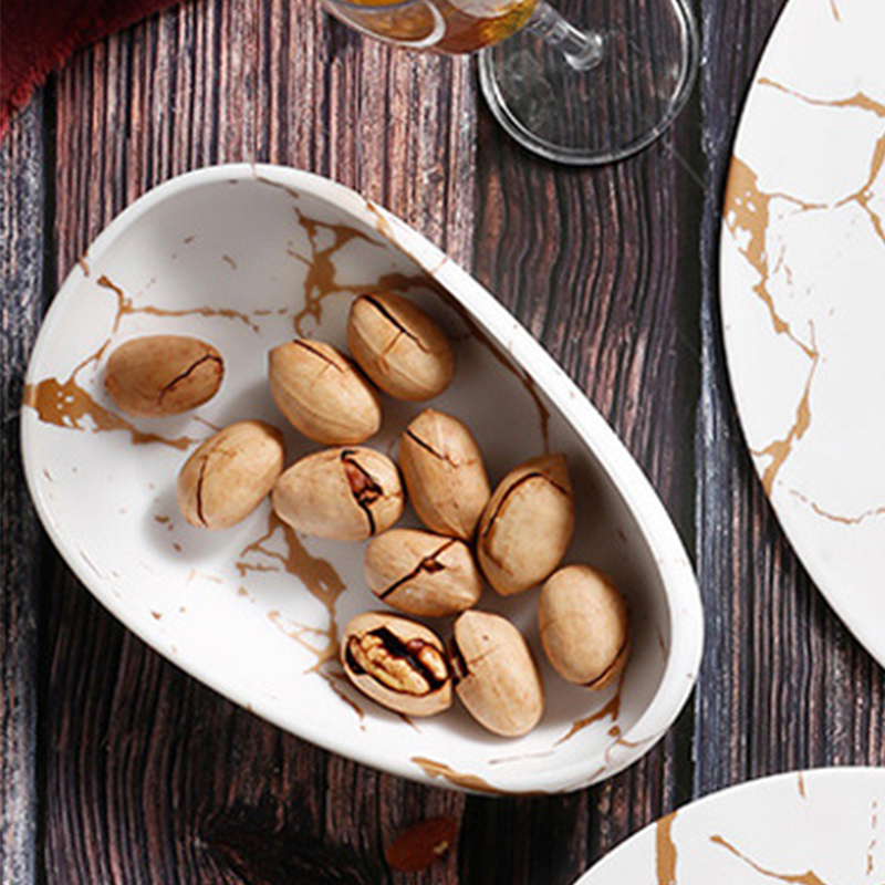 High quality marble pattern melamine designer dinner plates unique shape dinner ware dish plate