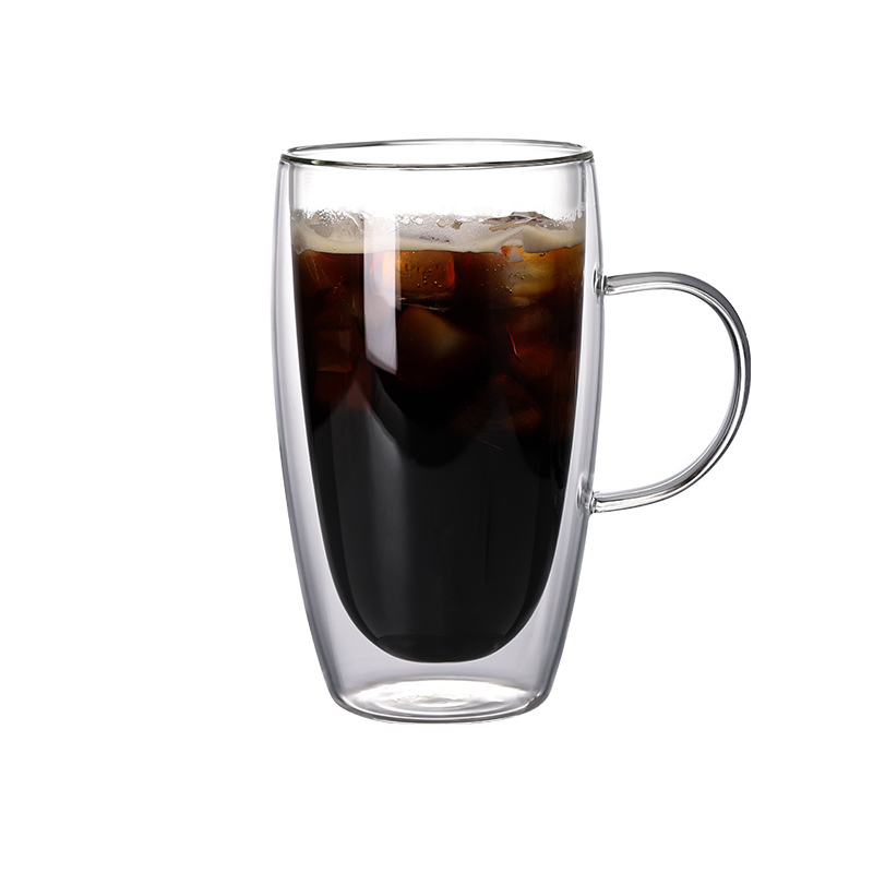 250Ml Colored Double Wall Glass Coffee Mug Tea Cup Thermal Insulated Glass Cup With Wide Handle