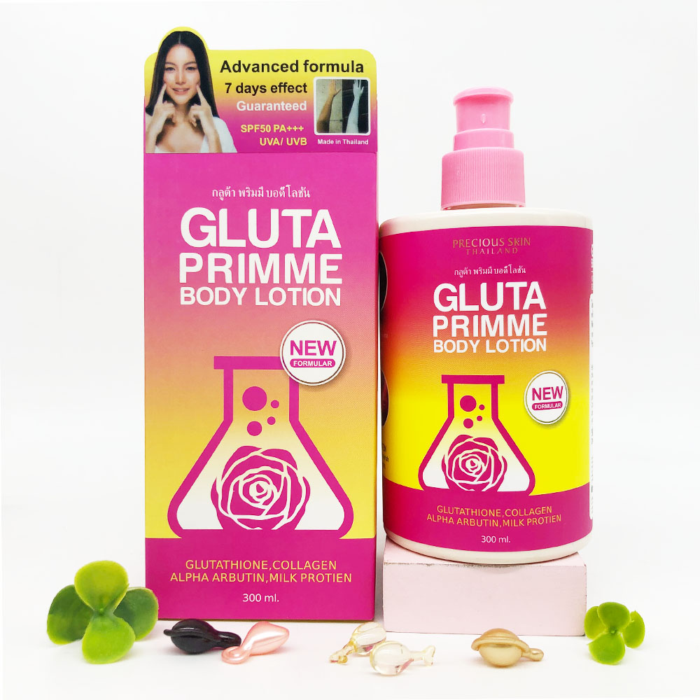 Лосьон для тела Gluta Primme, новый состав, 7 дней, отбеливающий глутатионный коллаген, Альфа арбутин, молочный протянь 300 мл