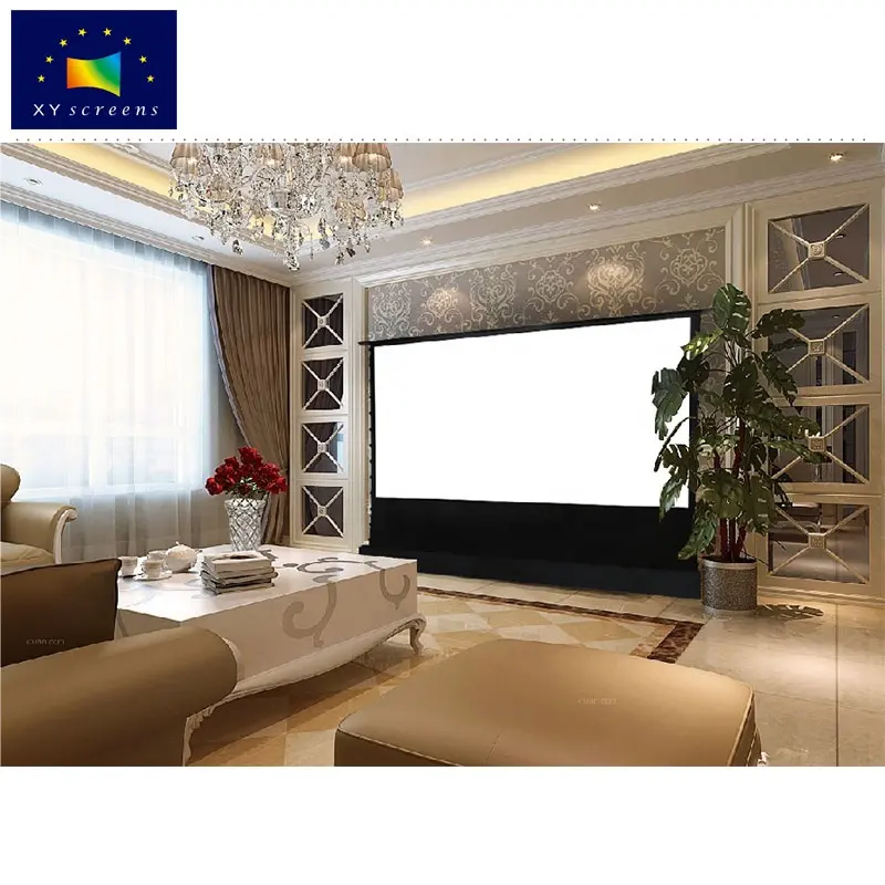XY 80-150 Floor Rising Electric Projection Screen with Ambient Light Rejected PVC Grey Fabric for 4K Ultra Short Throw Projector