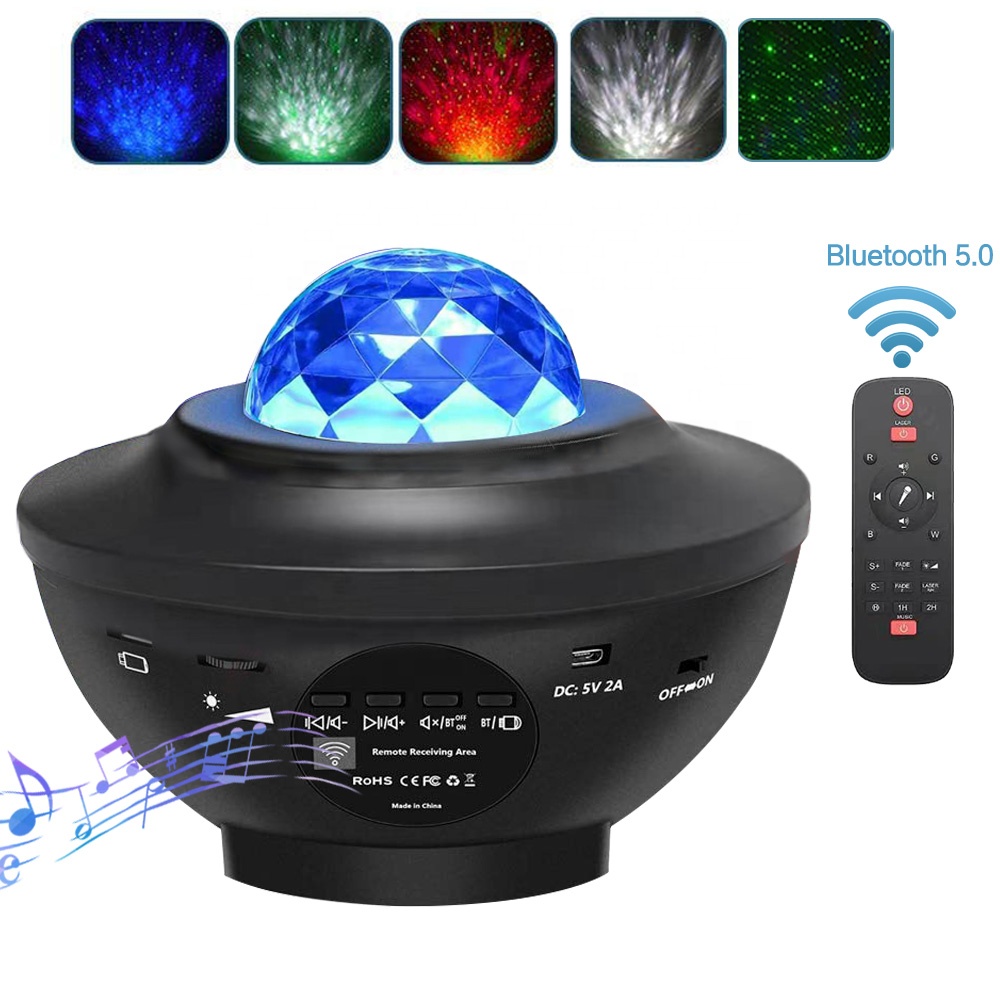 LED Star Projector Night Lamp Galaxy Starry Night Light, Ocean Wave Projector With Music Sterren Speaker Remote Control