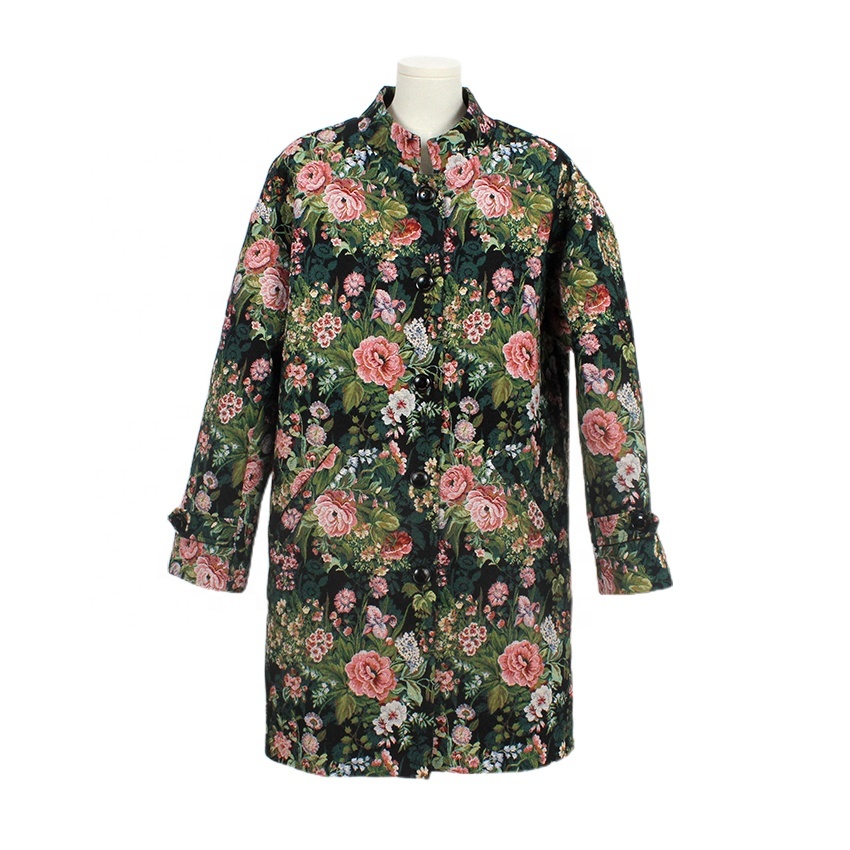 High Density Custom Floral Design Recycled Cotton Tapestry Clothing and Wind Coat Woven Jacquard Tapestry Outwear