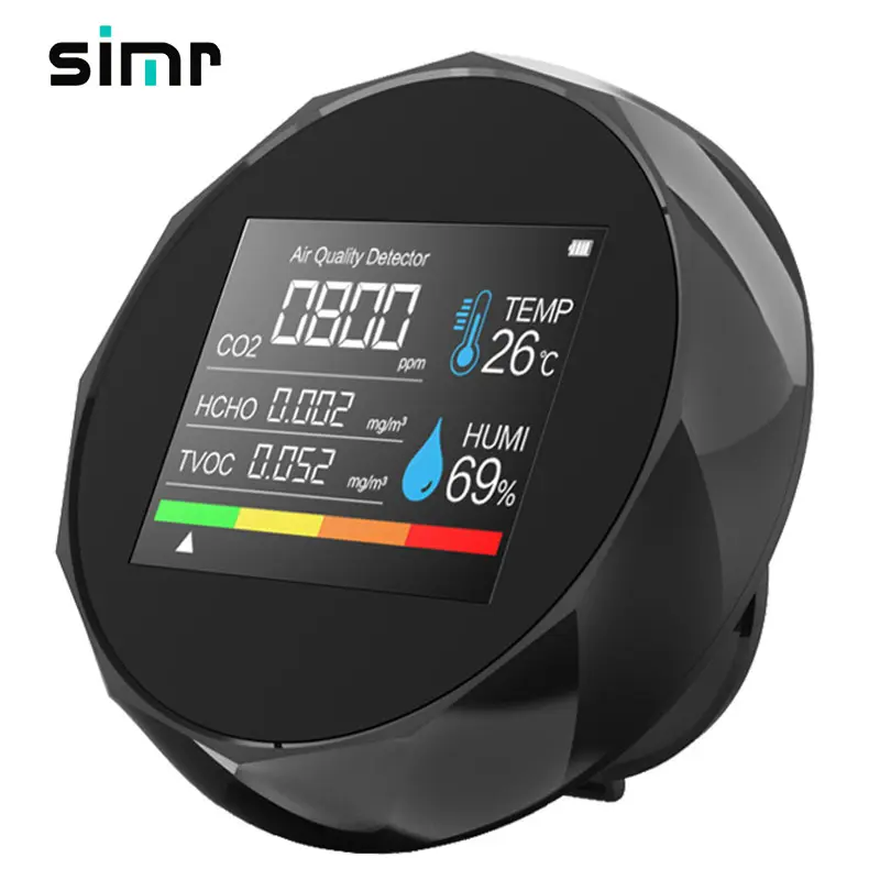simr Compact indoor Wall Multifunction Environmental CO2 meters air quality detector formaldehyd tester co2 meter monitor