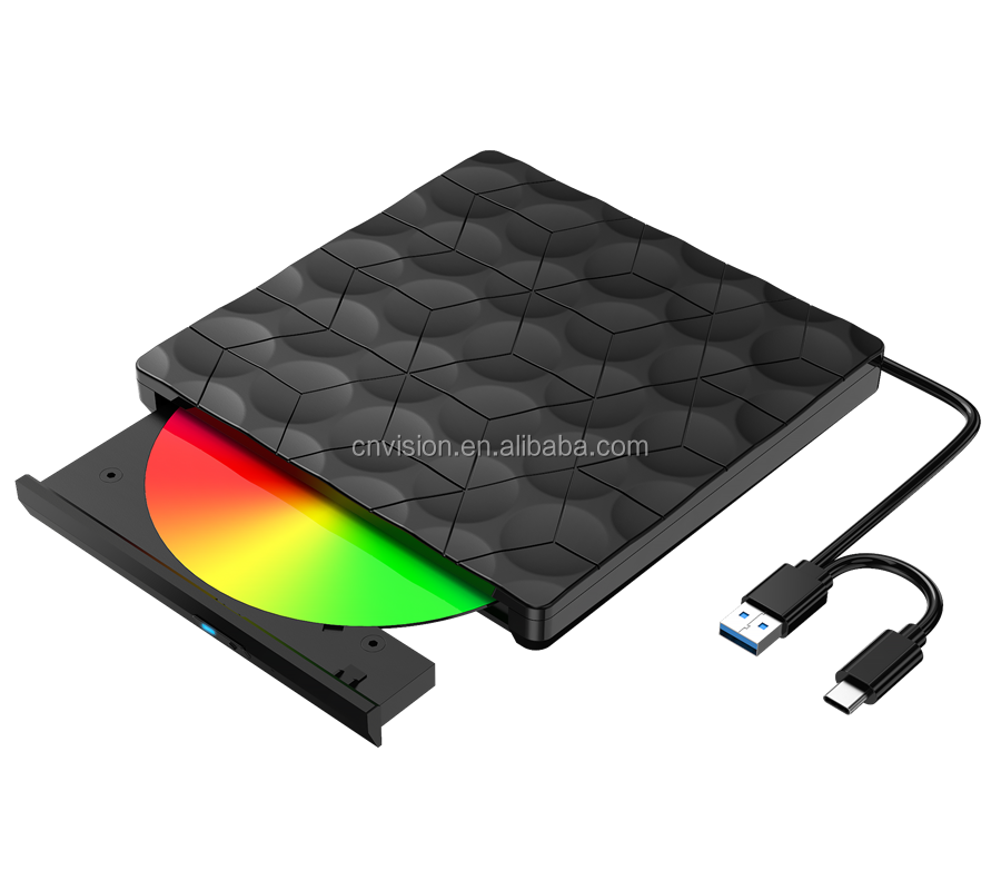 External DVD ROM USB 3.0 Type-C Dual Socket compatible MacBook Apple OS Laptop/Desktops/Win 10/7/8.1/ Linux Chrome Optical Drive