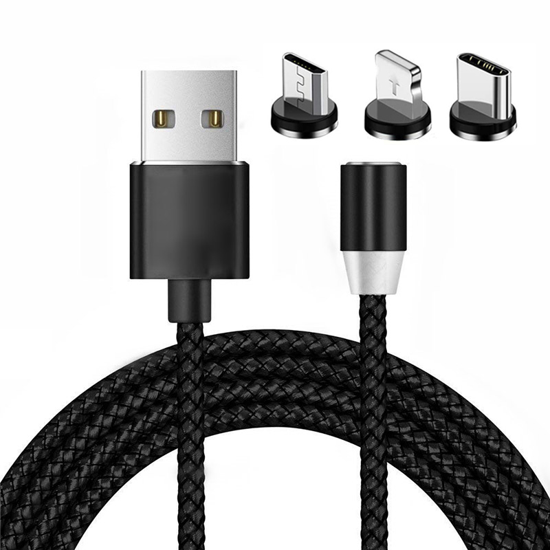 Пользовательский Магнитный 3 в 1 USB зарядный кабель Type C Micro Magnet USB кабель