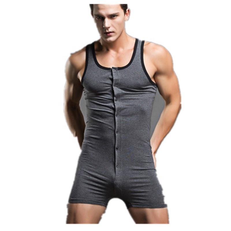 Custom logo Men's One-piece Sports Men One Piece Union suit sleeveless