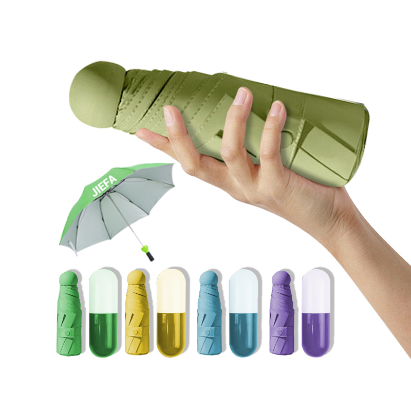 Eva Minimalist Sliding Umbrella Double Canopy New Uv Promotional Fiberglass Capsule Umbrella Capsule Fold Umbrella For Promotion