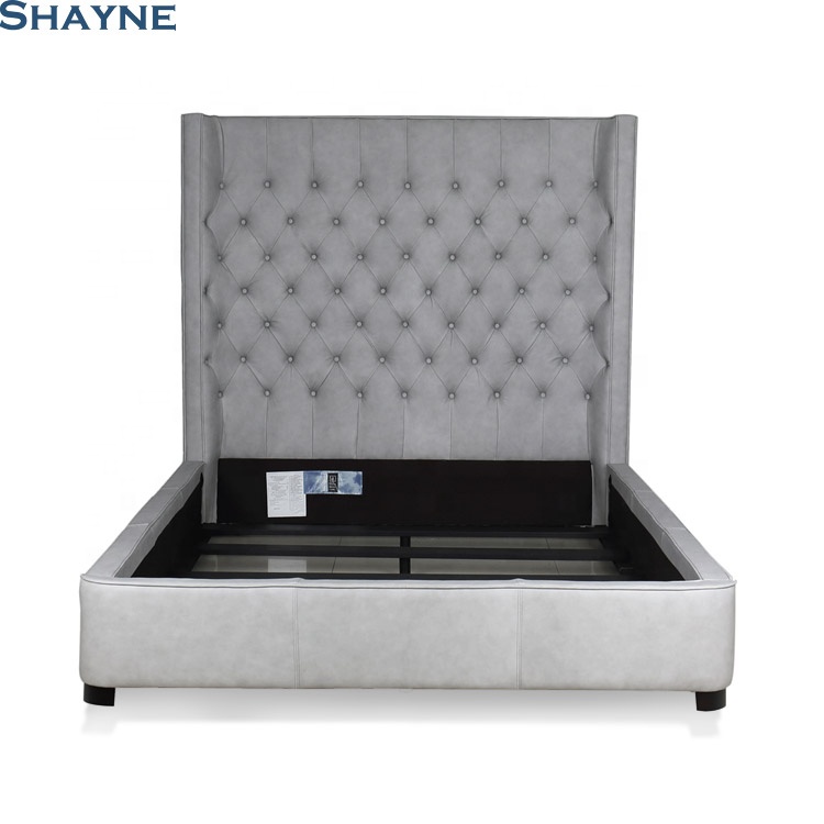 300000 SKU ODM Shayne Роскошная Высококачественная деревянная кровать под заказ, Китайская кожаная мягкая кровать