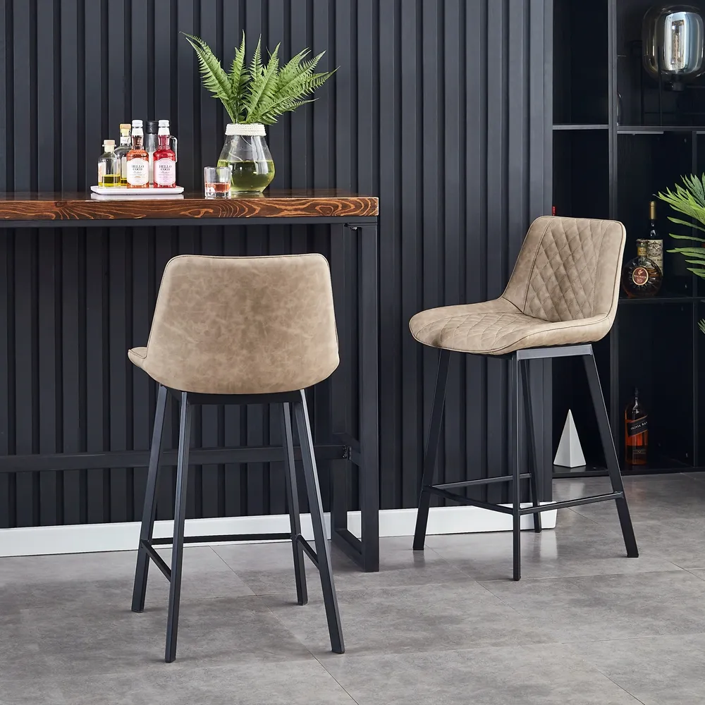 luxury metal nordic kitchen sillas para barra modern leather pu contoured back bar stool cafe high bar chairs for bar table