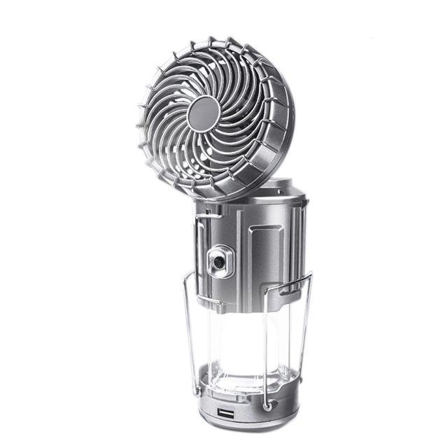Rechargeable Solar Energy 6 in 1 Portable Outdoor LED Camping Lantern With Fan IPX5 Powered By Battery Or Solar