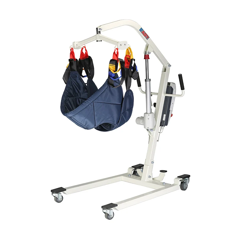 Heavy Duty Assembling-Free Foldable Manual Electric Patient Lift with Sling for Handicapped Transfer