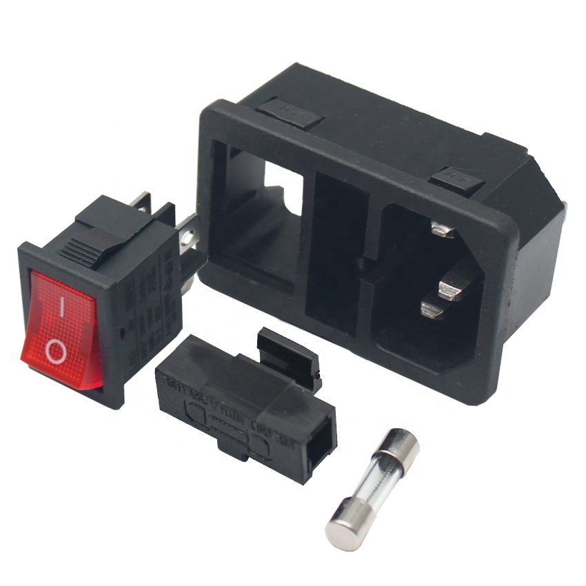 Iec320 C14 10A 250VAC 3 Pin входной разъем розетка с двухпозиционный переключатель для настольной лампы 10A держатель предохранителя разъем