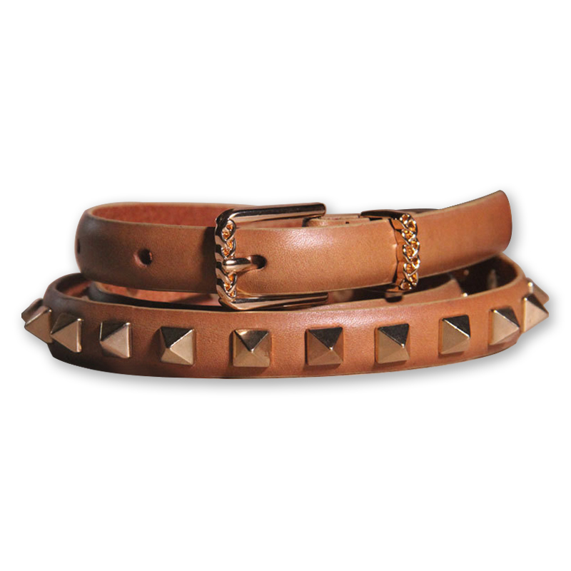 Wholesale Women's Belt Buckle Genuine Leather Luxury Fashion Waist Stud Rivet Thin Cinturones Belt for Ladies