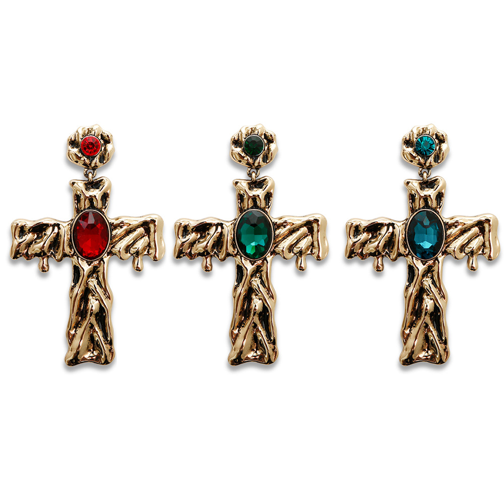 New creative niche European and American exaggerated cross earrings to ward off evil INS retro Halloween earrings factory custom