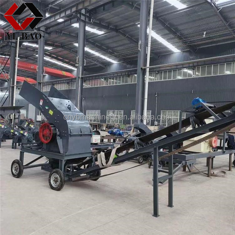 Mobile diesel tractor granite brick stone pulverizer hammer crusher machine