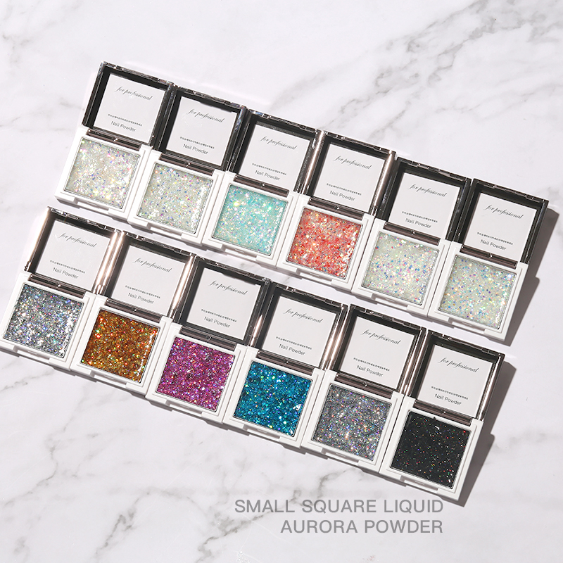 Nail Products Wholesale Blue Nail Glitter Sequins Gel Polish Sky Aurora Powder Liquid Type Nail Powde High Saturation