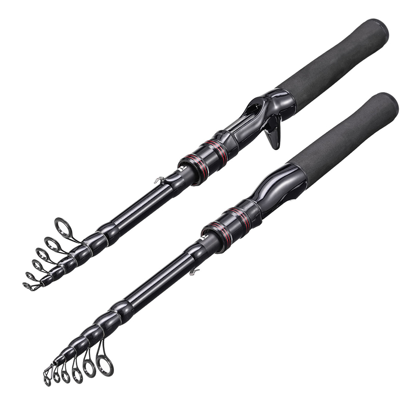 WEIHE 1.5m 1.8m 2.1m telescopic fishing rod spinning casting carbon fiber rods with ceramic guides