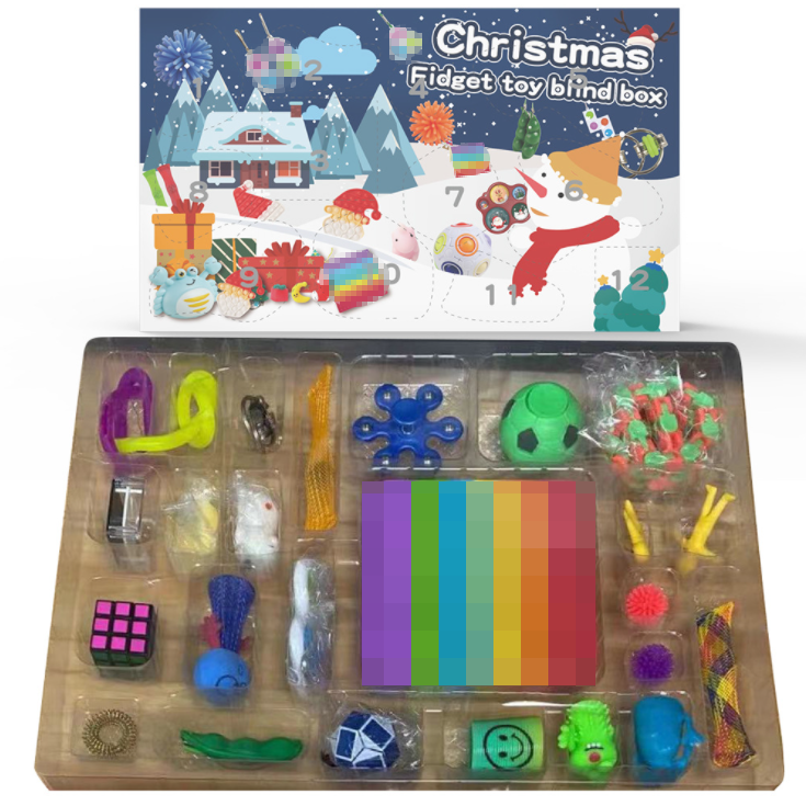 Wholesale Amazon Christmas 24 Days Countdown Poppet Advent Calender Set Fun Popper Sensory Toy Fidget Advent Calendar