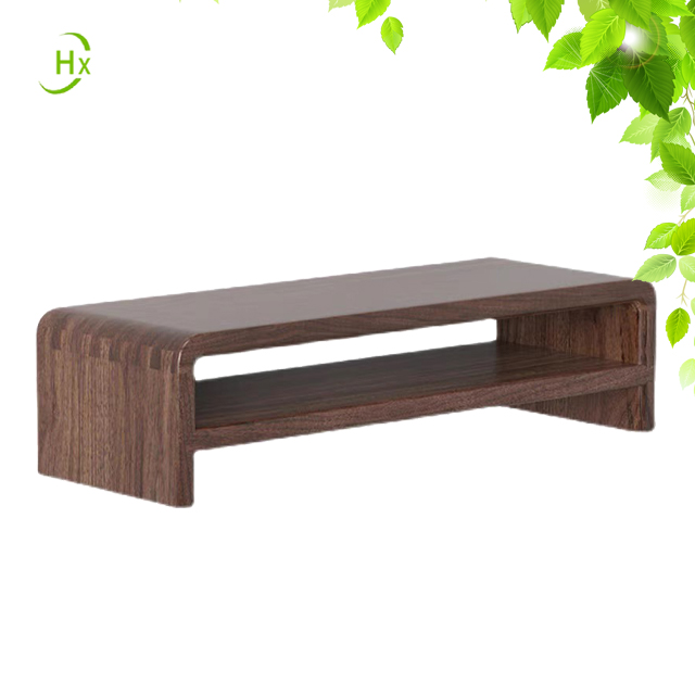 FAS-grade black walnut wood antique simple style 2-Liers PC stand open home desktop monitor stand wooden stand