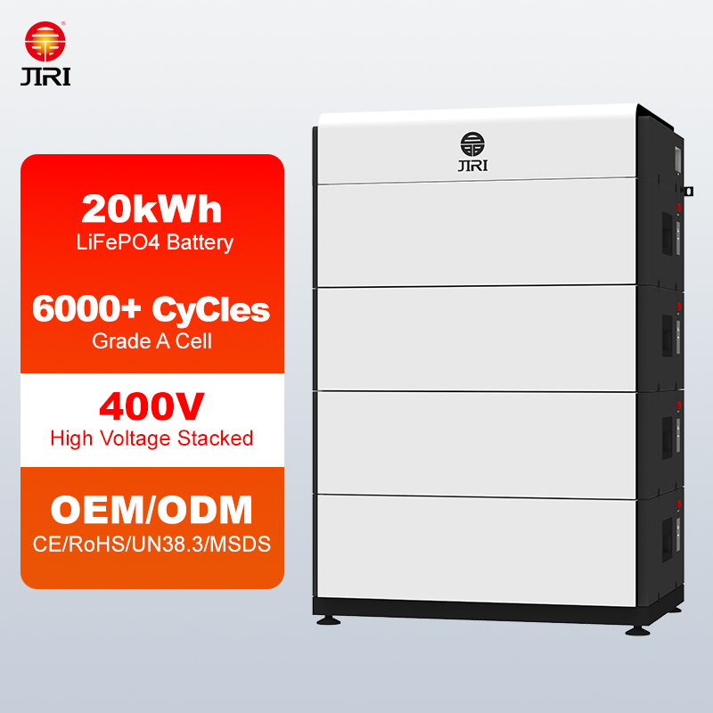 JIRI 400V 20kWh with Smart BMS High Voltage Stacked LiFePO4 Battery for Solar Energy Storage Systems