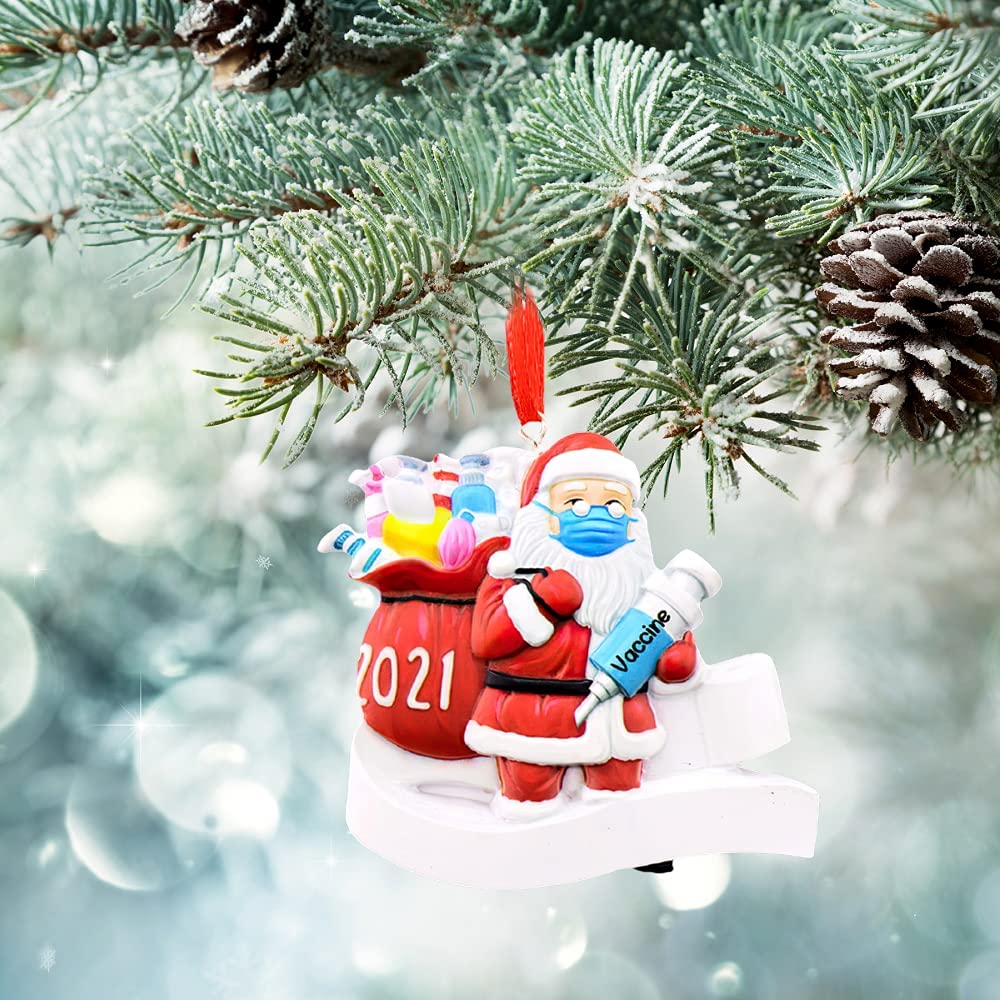 2021 christmas ornaments vaccine personalized Santa With Bag christmas ornament vaccine Christmas Tree decor Hanging Pendant