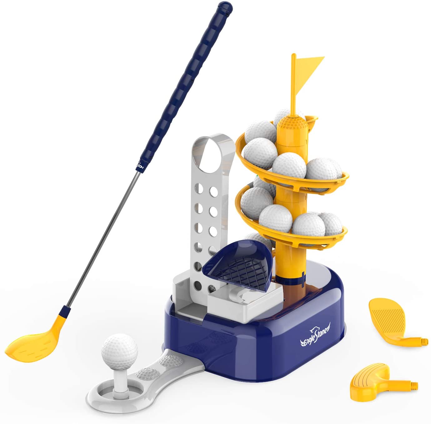 Kids Golf Toys Set Outdoor Lawn Sport Toy with 15pcs Training Golf Balls & Clubs Equipment for Indoor Exercise Game