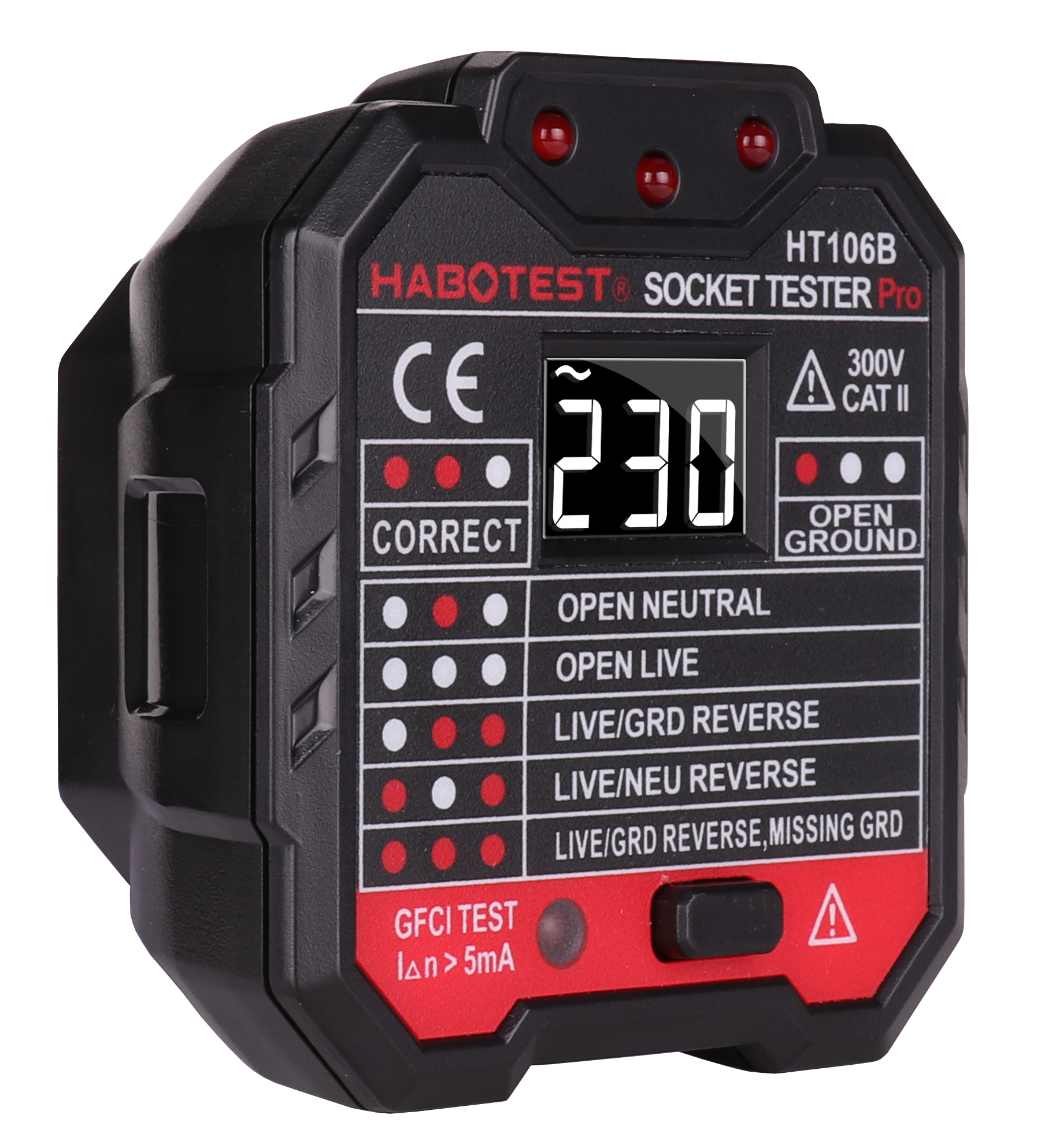 Тестер розеток с американской вилкой HT106B Habotest Pro GFCI, автоматический тестер электрических розеток, измеритель напряжения, ЖК-дисплей