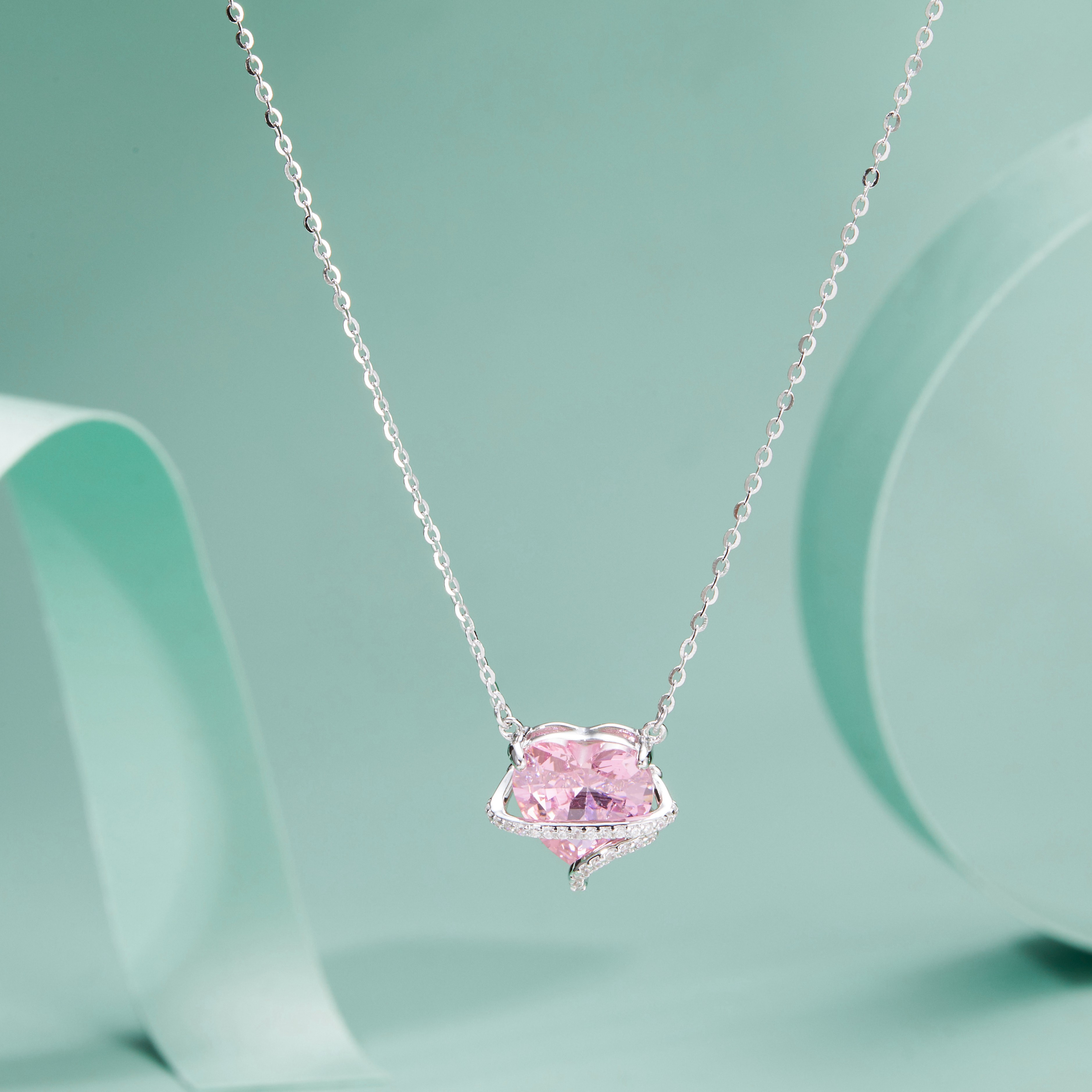 Vibrant Pink Moissanite 925 Solid Sterling Silver Pendant Necklace Handmade Heart Moissanite Choker Necklace Always In My Heart