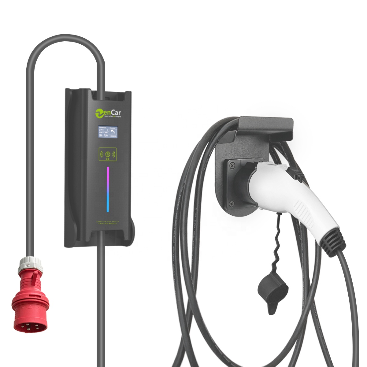 New 7.4kw 230Vfast level 2 charger saej1772 type1 with CEE red plug 32A Adjustable