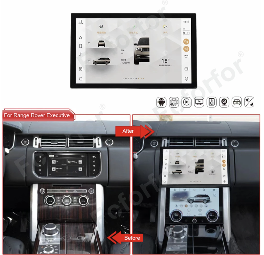 Модернизация 2023 256 г Android радио автомобиля для Land Rover Range 2014-2022 Rover Vogue L405/Sport L494 головное устройство Carplay 4G Wifi