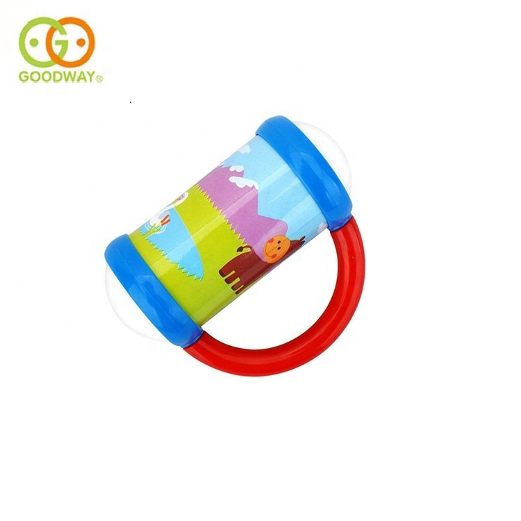 Wholesale cartoon animal pattern plastic musical hand rattle for baby