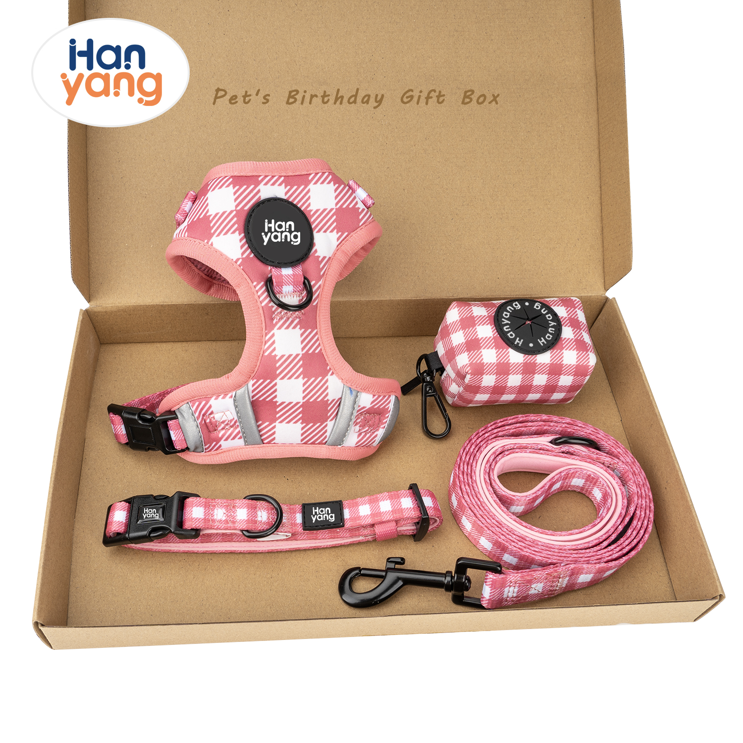 HanYang OEM Custom create your own print 2023 neoprene adjustable harness set soft padded dog harness set for dogs accessories