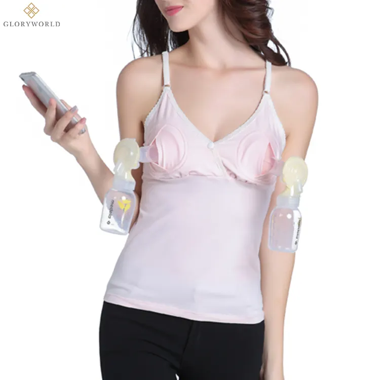 Gloryworld Wholesale Hand Free Maternity Bra Adjusted-straps Breathable Comfortable Nursing Breastfeeding Vest