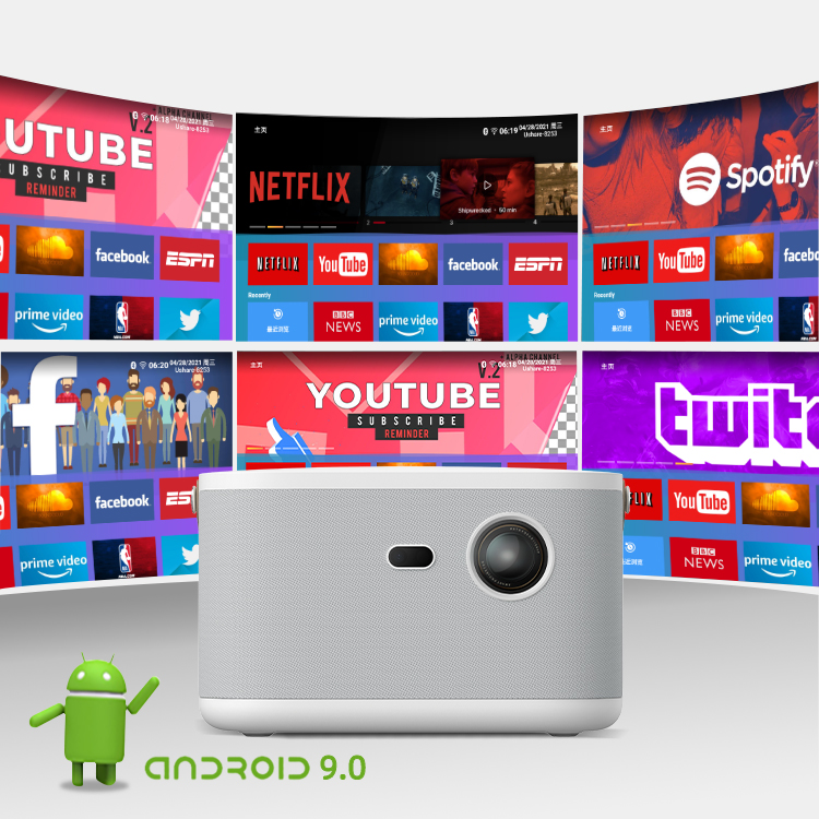 Модный дизайн 1080P Full HD 1650ANSI люменов 3D 4K видеопроектор Andorid 9,0 Bluetooth 5,0 WIFI Bluetooth смарт-проектор