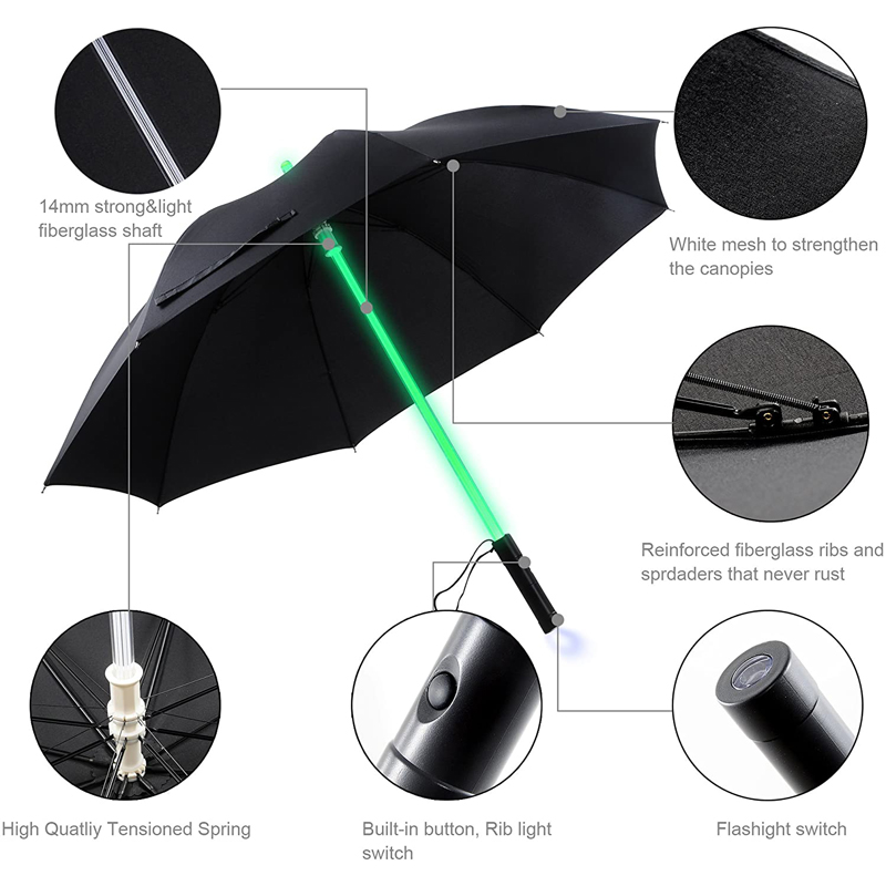 Пользовательские логотипы печатают 7 цветов flahing Lighting cool blade runner light saber style светодиодный длинный зонтик для улицы