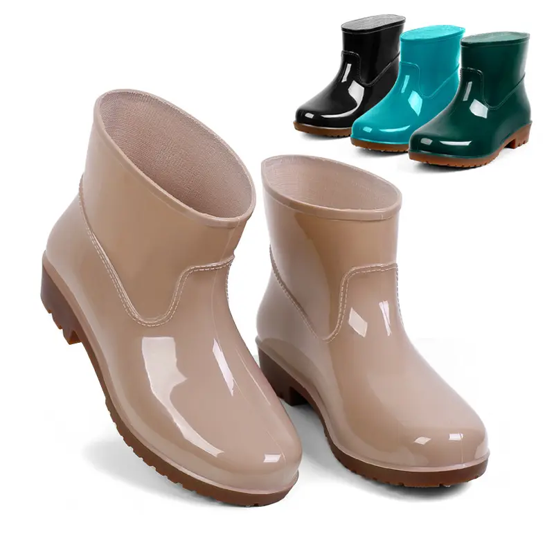 Women's Low-tube Pvc Thick-soled Solid Color Work Shoes Rain Boots