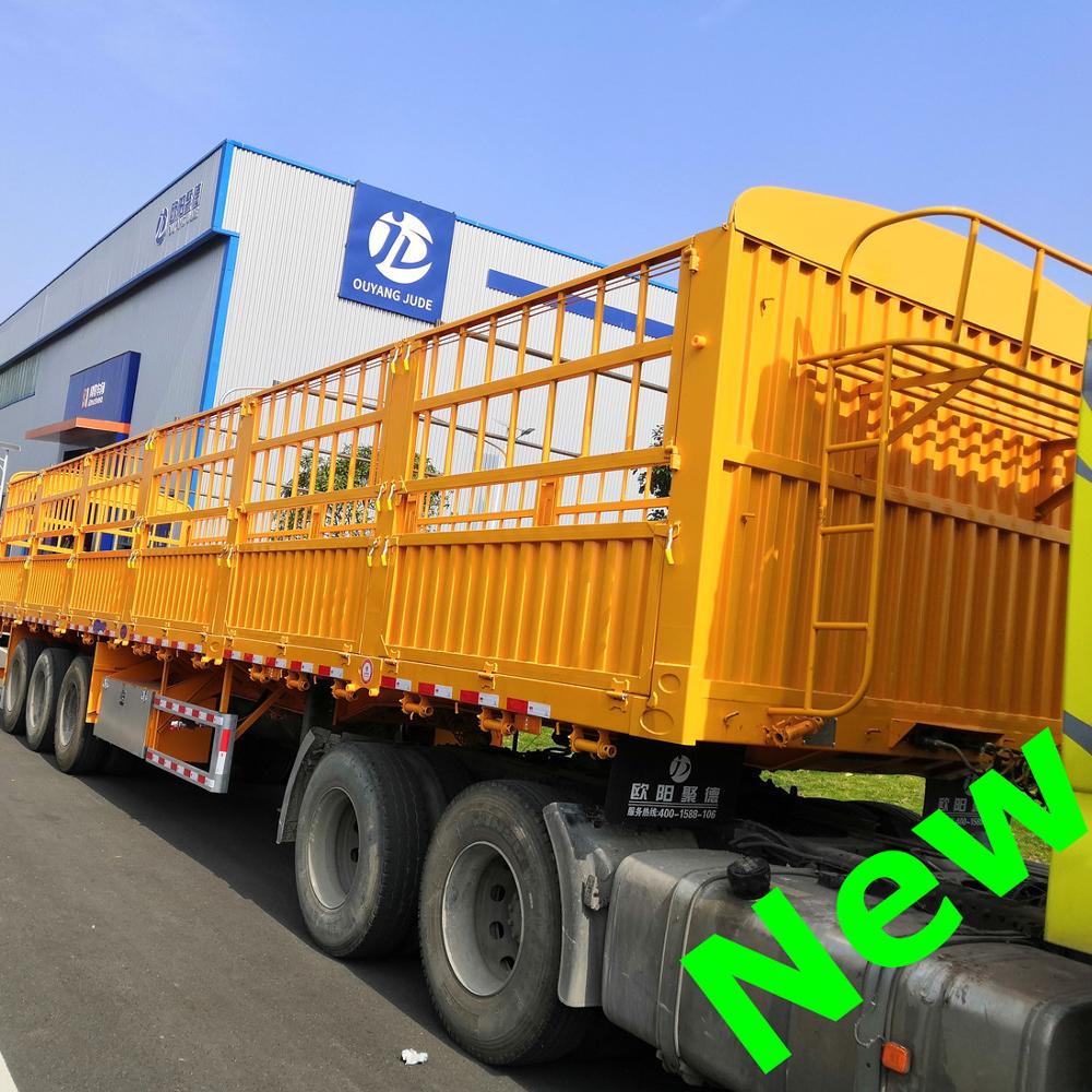 OYJD Trailers newest high fence trailer box 40ft flatbed trailer baseboard use wood timber chairs desks tables transport on sale