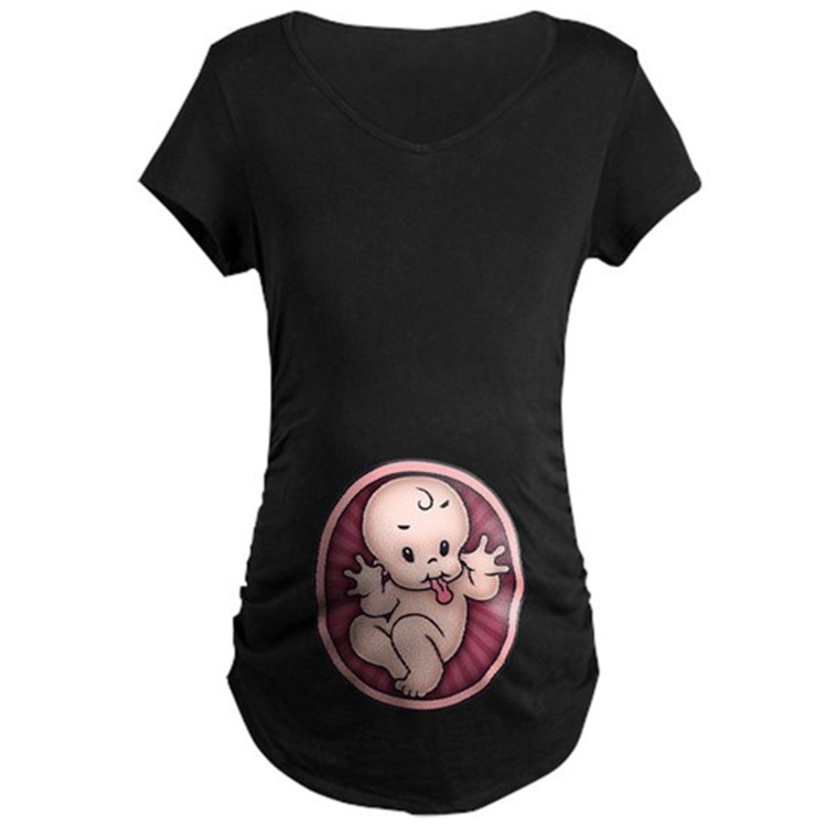 Pregnancy T-shirt Maternity Cute Baby Print O-Neck Short Sleeve T-shirt Pregnant Tops Maternity T Shirt