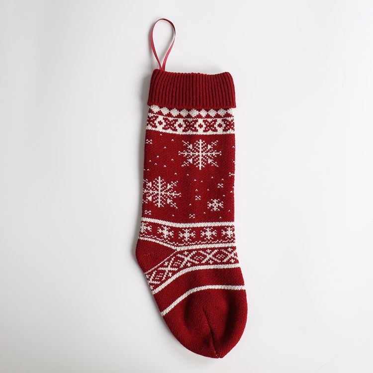 New ornaments woolen yarn snowflake Christmas tree gift bag decoration socks big candy bag Christmas socks set wholesale