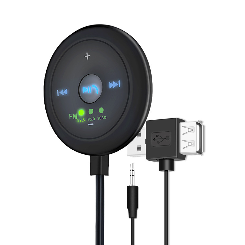 Аудиоприемник 3,5 мм AUX Bluetooth 5,0, Автомобильный MP3-плеер, музыкальный адаптер, гарнитура, светодиодный автомобильный динамик, потоковый комплект