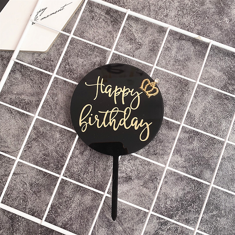 Colorful wedding birthday party cake toppers party supplies hot stamping cake decorations happy birthday crown cake toppers